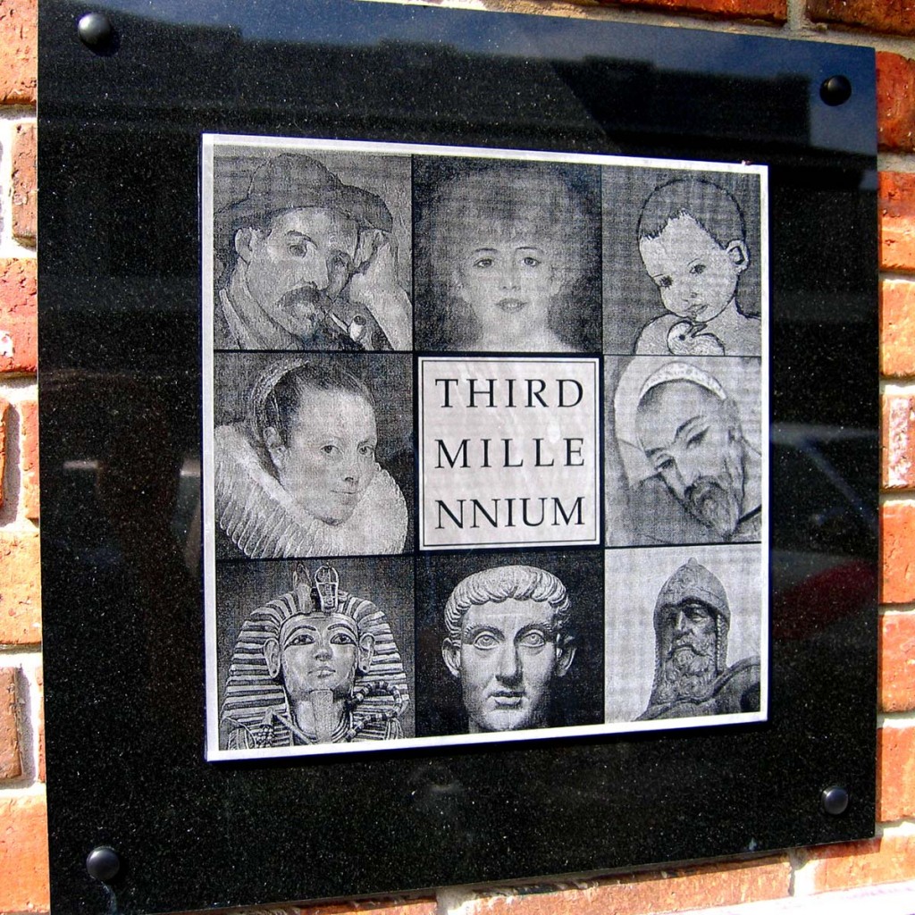 Laser engraved marble sign for York Maine business.